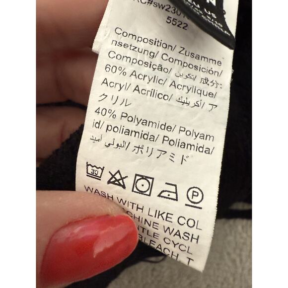 Black Cropped Sweater Open Back Long Flared Sleeves Wrap Around Ties Size Large - Picture 11 of 11